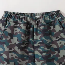 Kookie Kids Full Length Lounge Pant with Camouflage Print -Dark Green & Black image 3