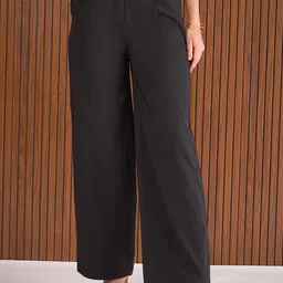 SASSAFRAS Women Straight Fit High-Rise Pleated Trousers-picture-33