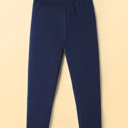 Pine Kids Cotton Lycra Knit Full Length Solid Coloured Leggings Pack Of 2- Navy Blue & White image 4