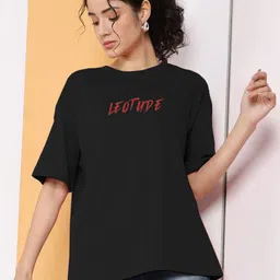 Leotude Women Printed Drop-Shoulder Sleeves Oversized T-shirt-image-74