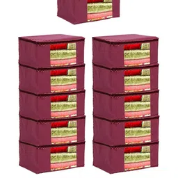 AMAK INC Maroon Fabric Multi-Utility Wardrobe Organisers-picture-33