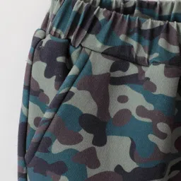 Kookie Kids Full Length Lounge Pant with Camouflage Print -Dark Green & Black image 5