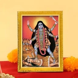 Art Street Blue & Pink Goddess Divine Devi Kali Maan Religious Wooden Wall Art-picture-21