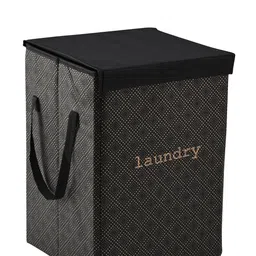 Aura 3Pcs Black & Beige Printed Foldable Laundry Bags With Lid & Handles - 75 L Each image 5