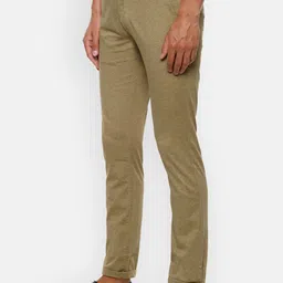 van heusen V Dot Men Beige Slim Fit Solid Regular Trousers image 2