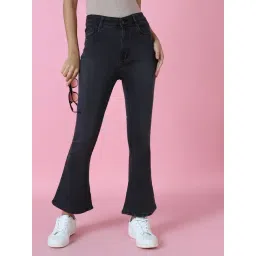 SHOWOFFFF Grey Denim Flared Fit Mid Rise Jeans-image-86