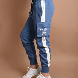 LilPicks Kids Blue & White Color Block Joggers image 3