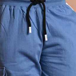 LilPicks Kids Blue & White Color Block Joggers image 5