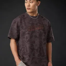 The Souled Store Brown Cotton Graphic Relaxed Fit T-Shirt-image-35