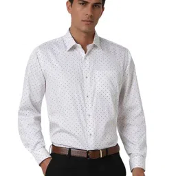 Van Heusen White Cotton Regular fit Print Shirts-picture-29