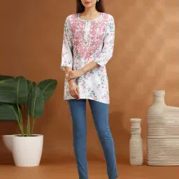 Cotton Culture White Cotton Regular Fit Embroidered Kurtis-picture-33