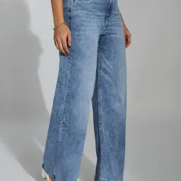 Miss Chase Light Blue Denim Solid Jeans image 3