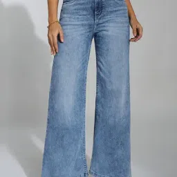 Miss Chase Light Blue Denim Solid Jeans-image-93