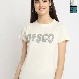 Dreambe Women Pack of 3 Typography Printed Round Neck Cotton T-shirts-picture-10