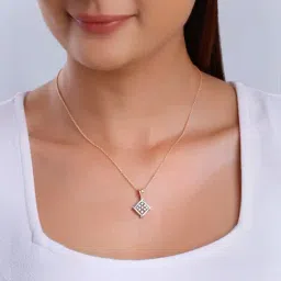 GIVA 18k Rose Gold Enigma Lab Grown Diamond Pendant image 3