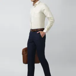 Peter England Elite Yellow Cotton Regular Fit Printed Shirt image 5