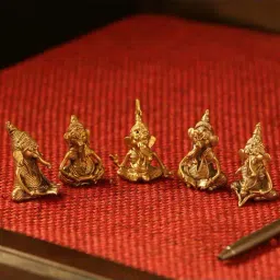 ExclusiveLane 'Golden Ganeshas' Handmade Brass Miniatures Figurine Showpieces In Dhokra Art-picture-16