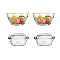 Femora Transparent Borosilicate Glass Microwave Safe Mixing Bowl (2.65 L) With Casserole Set(1.5 L)-picture-12