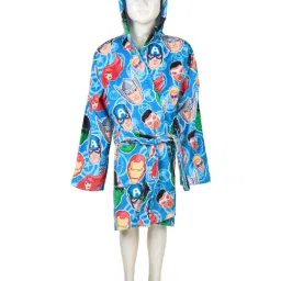 Spaces Marvel Avengers Character Based Blue Cotton Bathrobes-image-3