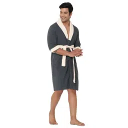 Spaces Cloudz Solid Grey Cotton Bathrobes-picture-41
