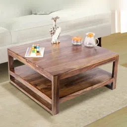 Ikiriya Turin Brown Wood Coffee Table for Living Room Teak Finish-image-0
