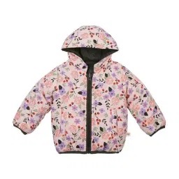 Mee Mee Kids Pink & Purple Floral Print Full Sleeves Reversible Jacket-image-45