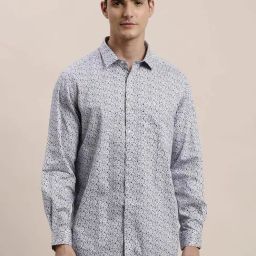 Turtle Light Blue Cotton Regular Fit Printed Shirt-picture-15