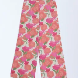 Utsa Kids by Westside Pink Foliage Printed Cotton-Blend Ethnic Pants-image-69