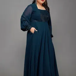 Miss Chase A+ Teal Embellished Maxi Dress image 3