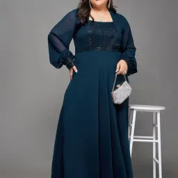 Miss Chase A+ Teal Embellished Maxi Dress image 4