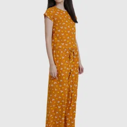 YASH GALLERY Mustard Cotton Printed Top Pyjama Set image 3