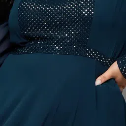 Miss Chase A+ Teal Embellished Maxi Dress image 5