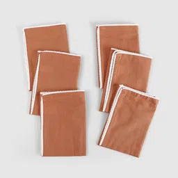 fingercraft Rust Colored & White 6 Pieces Cotton Table Napkins-picture-10
