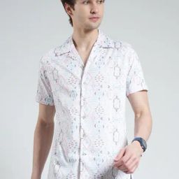 Monte Carlo White Regular Fit Printed Shirt-picture-42