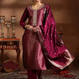 Libas Pink Embroidered Kurta Pant Set With Dupatta-picture-26