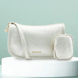 Fastrack Silver Textured Medium Shoulder Handbag with Pouch-picture-45