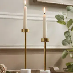 Haus & Kinder Gold Iron & Marble Candle Holder - Set of 2-picture-28