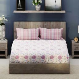 Bianca Santiago White Fabric 192 TC 140 GSM King Size Bedsheet With 2 Pillow Covers-picture-38