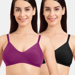 Tweens Pack of 2 Solid Non-Wired Non-Padded T-shirt Bras TW-9285-MG-2PC-BLK-30B-image-72