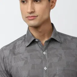 Van Heusen Grey Cotton Slim Fit Printed Shirt image 4