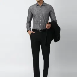 Van Heusen Grey Cotton Slim Fit Printed Shirt image 5