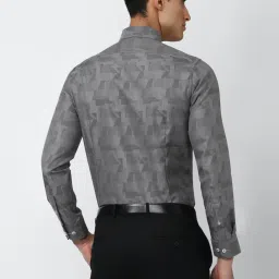 Van Heusen Grey Cotton Slim Fit Printed Shirt image 2