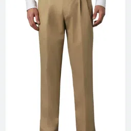 Louis Philippe Khaki Cotton Regular Fit Trousers-picture-31