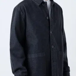 Ascot by Westside Charcoal Solid Relaxed-Fit Cotton Shirt image 4