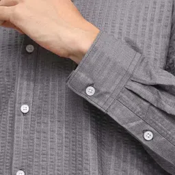Campus Sutra Grey Regular Fit Texture Shirt image 5