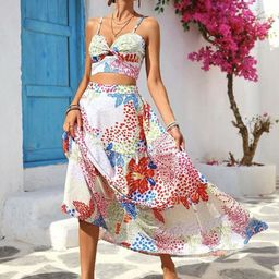JC Mode Printed Shoulder Straps Sleeveless Top With Skirt Co-Ords-picture-23