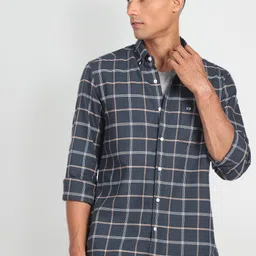 Arrow Sport Men Pure Cotton Original Slim Fit Checked Casual Shirt-image-63