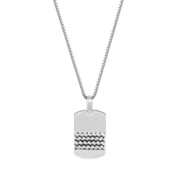 GIVA 925 Oxidized Silver Modern Rectangular Pendant With Box Chain image 3