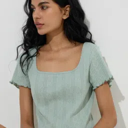 Superstar by Westside Mint Self-Patterned Cotton Top-picture-33