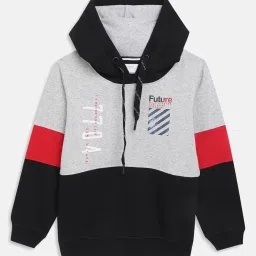 Octave Kids Grey Melange Color Block Full Sleeves Sweatshirt image 1